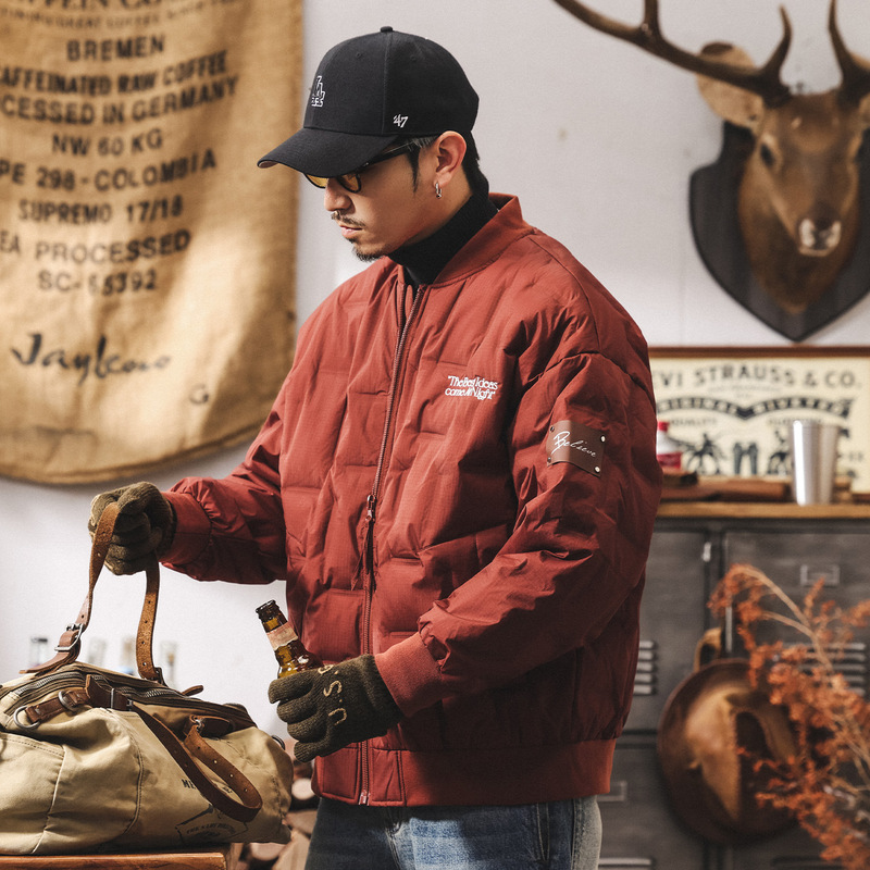American Retro 90S Duck down Lightweight down Jacket for Men, Winter Warm Flight Jacket, Large Size Embossed down Coat for Men American Retro 90S Duck down Lightweight down Jacket for Men, Winter Warm Flight Jacket, Large Size Embossed down Coat for Men