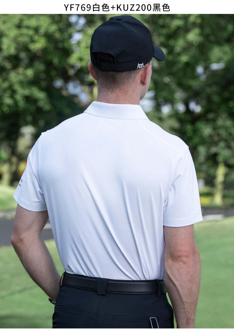 Áo polo nam golf PGM tay ngắn thấm hút nhanh khô — KUZ200-Quần trắng [Thắt lưng cao su/Găng tay dính Velcro], KUZ200-Quần tây màu xám nhạt [thắt lưng cao su/găng tay dính Velcro], KUZ200-Quần đen [thắt lưng cao su/găng tay dính], YF769-tay ngắn màu xanh hải quân chi tiết 12