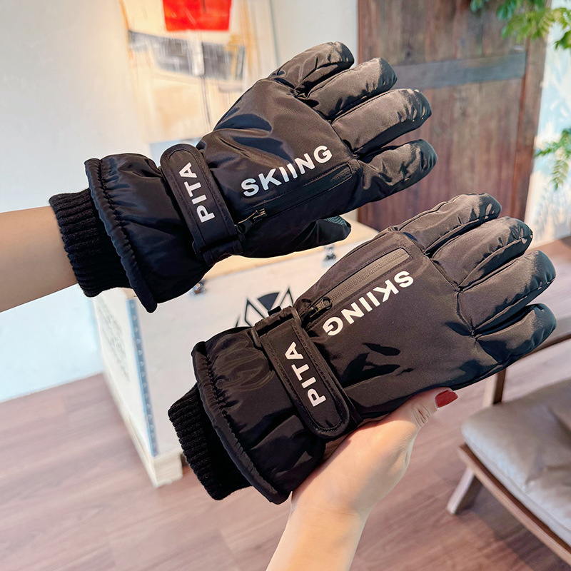 Guantes de invierno para hombre, frío y cálido, más terciopelo, batería de ciclismo al aire libre, parabrisas, antideslizante, guantes de nieve para mujer