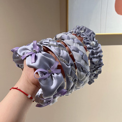 2024 New Spring/Summer High-Top Pleated Headband for Women: Large Bow Hair Clip, Ponytail Holder, and Chic Hair Accessories