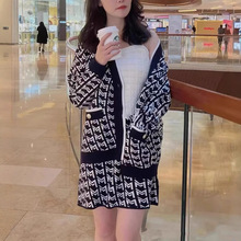 法单M家2022年春夏新款提花字母针织开衫上衣