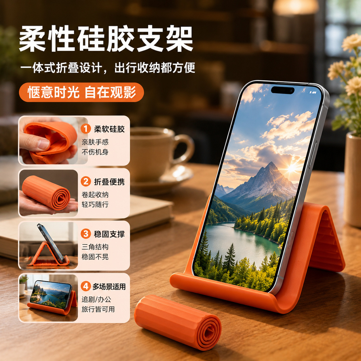 Silicone folding tablet universal phone holder