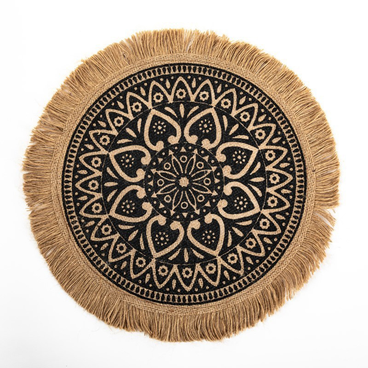 Inventario redondo de yute bordilla trenzada almohadilla de mesa ambiente decoración almohadilla de mesa retro almohadilla aislante térmico