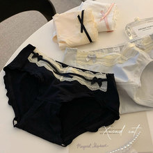 新款四季性感纯棉7A内裤女a类中腰大码女生日系纯欲蕾丝边内裤女