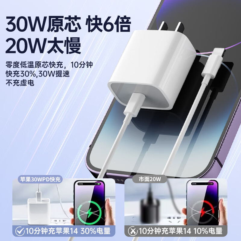 Compatible con cargadores Apple, cable de datos original para iPhone con carga rápida, cabezal de carga PD30W, certificación 3c