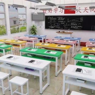 School Art Training Class Desks and Chairs for Primary and Secondary School Students Double Tutoring Tutoring Afternoon Nursery Class Desk Long Strip Writing