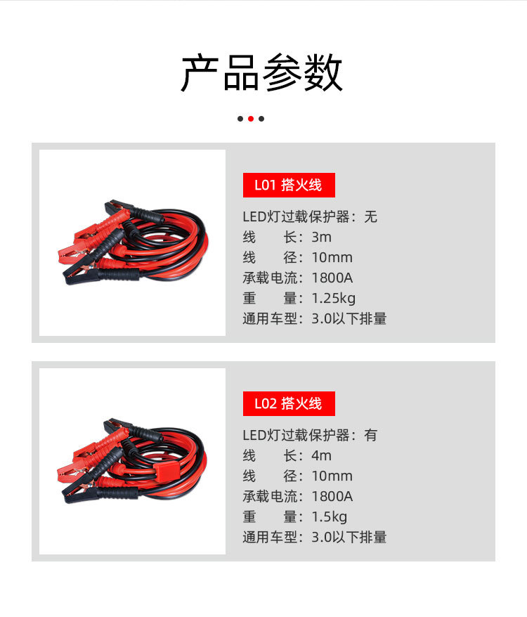 Car battery line fire line pure copper bold cable cross Jianglong charging treasure car emergency fire line clip