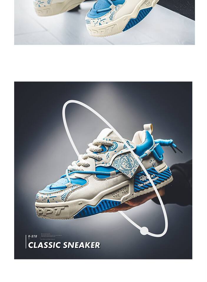 Giày sneaker nam đế dày tăng chiều cao, thân thấp dây buộc, phối màu trơn — 6678 Trắng Xanh Lục, 6678 màu Milan, 6678 trắng đen chi tiết 10