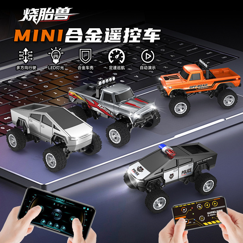 Cross-Border 1:64 Bluetooth App Remote Control Car Alloy Monster Truck Remote Control Racing Car with Lights Off-Road Jeep Toy Car