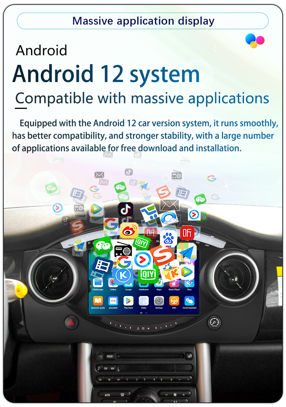 Suitable for 04-06 Bmw Mini Android Wireless Carplay Car Navigation 360 Panoramic All-In-One Machine