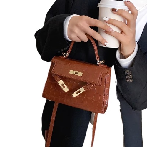 Bags for women 2024 new style fashionable light luxury Kelly bag foreign style portable small square bag high-end single shoulder crossbody bag