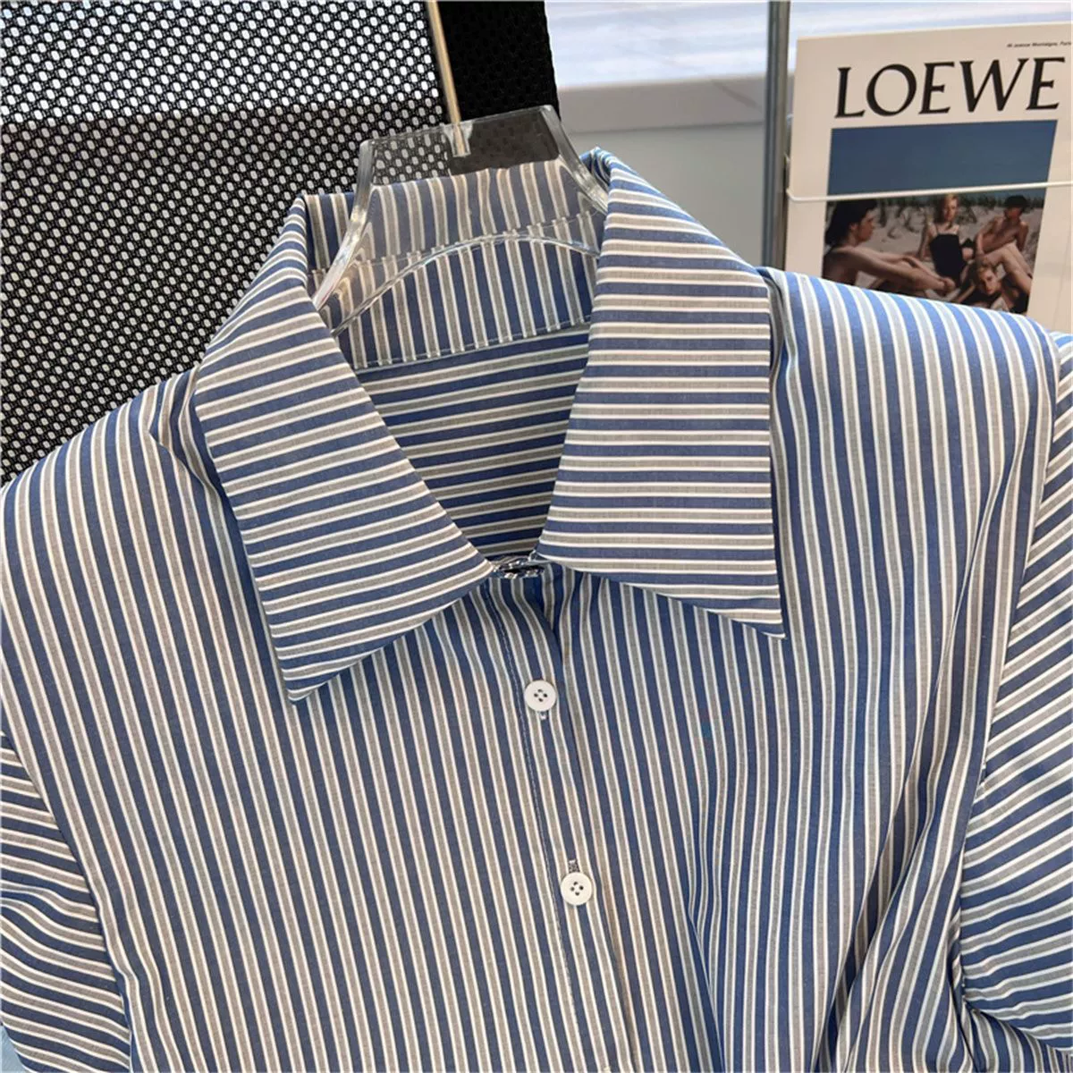 Безрукавная футболка-поло, ретро-летний oversized корейский стиль, узор в полоску, дышащая повседневная