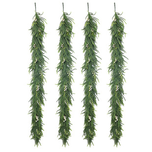 Christmas Decoration Cypress Leaves Red Fruit Pine Norfolk Pine Door Hanging Cross-Border Artificial Plant Pine Needle Rattan Wholesale