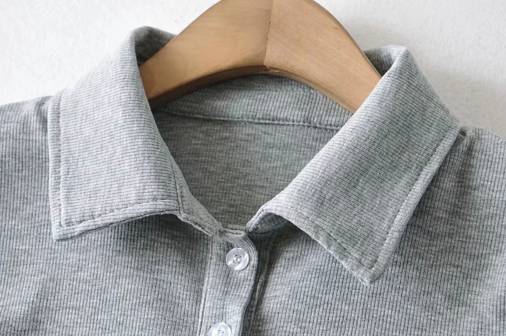 solid color polo collar sexy short-sleeved T-shirt NSAC52129