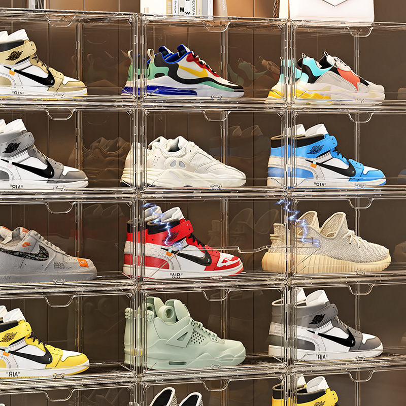 Caja de almacenamiento de zapatos zapatos antioxidación gabinete de zapatos porta porta de zapatos magnética pared caja de zapatos de plástico transparente