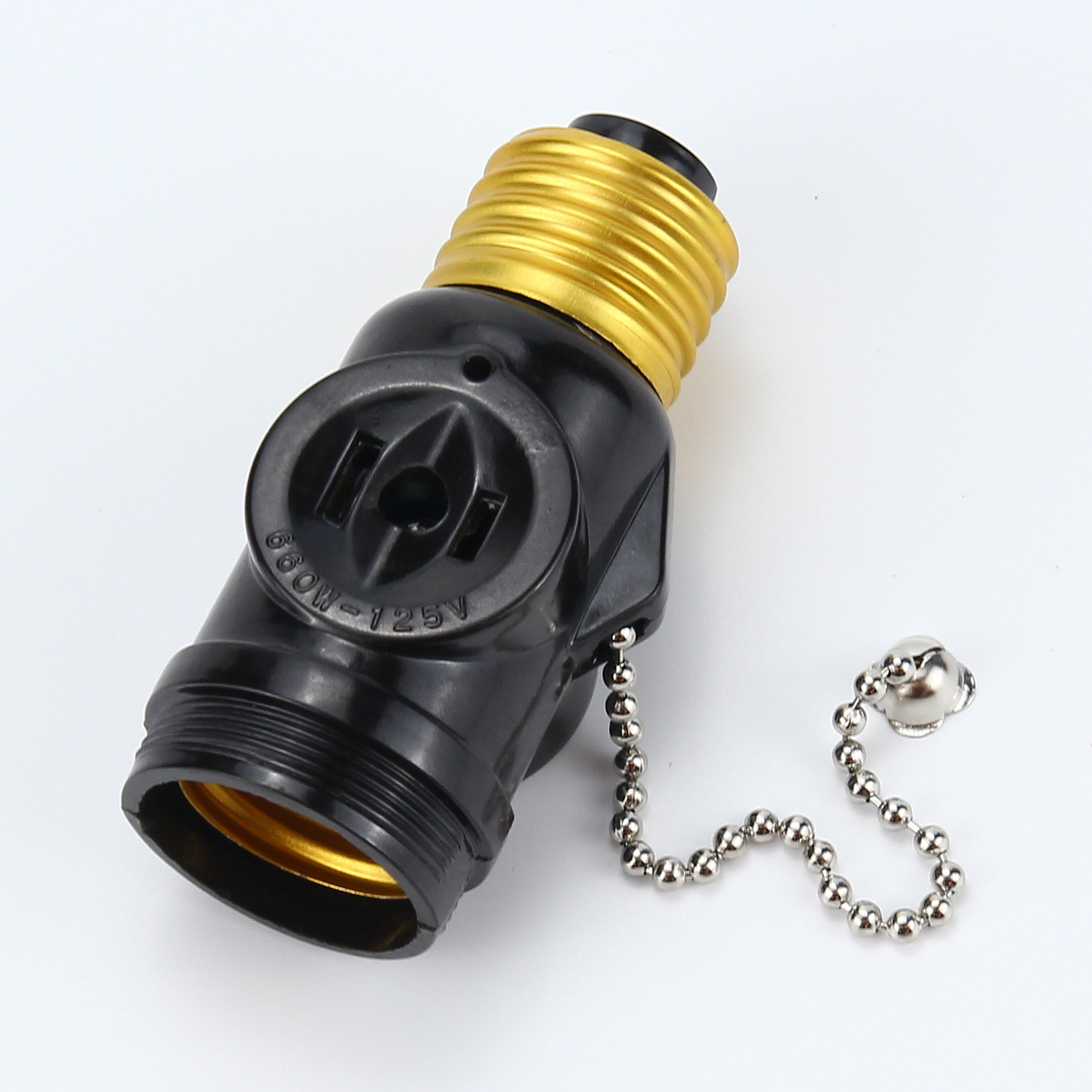 226A negro marrón americano E26 socket portalámparas con cremallera (cabeza amarilla larga)
