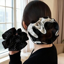 黑白波点AB面设计感四层发圈扎马尾丸子头大肠圈头绳高级感头花女