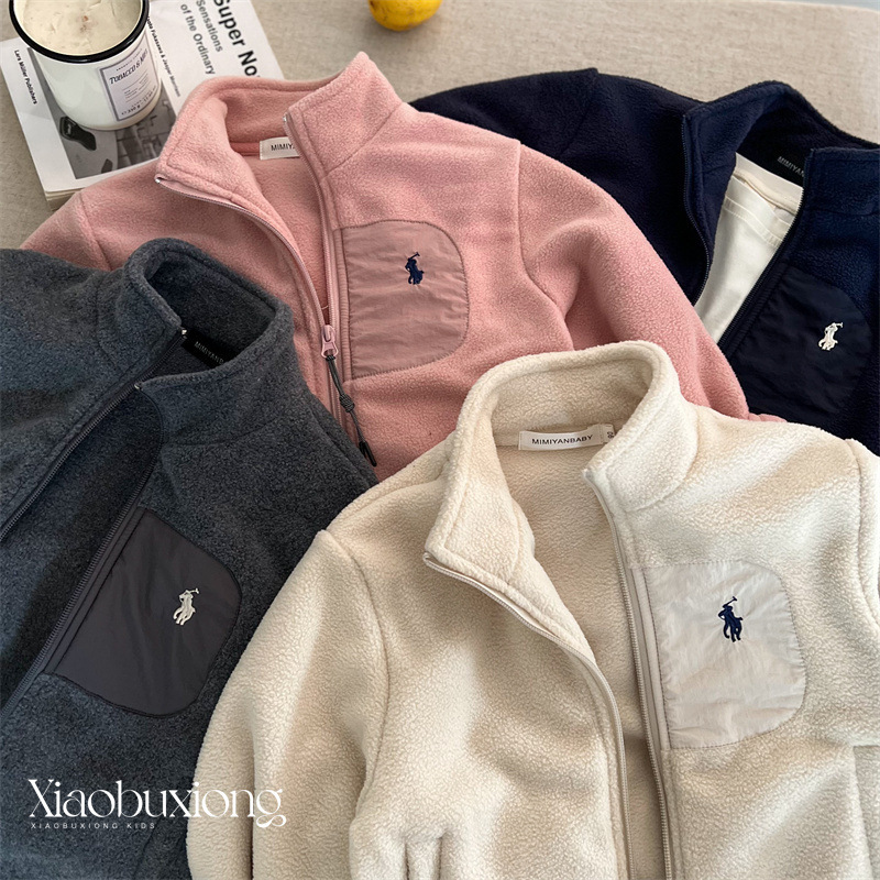 Children's velvet winter solid color jacket for boys
