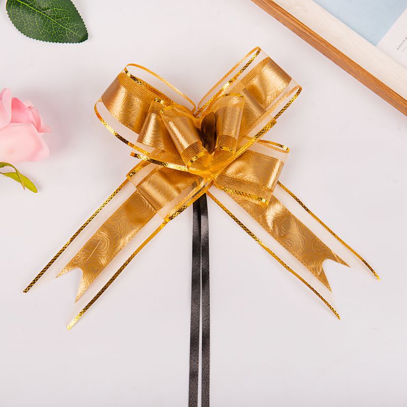 Transfronterizo 50 boda decoración del coche Rosa nieve hilo arco mano-Tirado flor cesta de frutas cinta de embalaje de regalo de Navidad