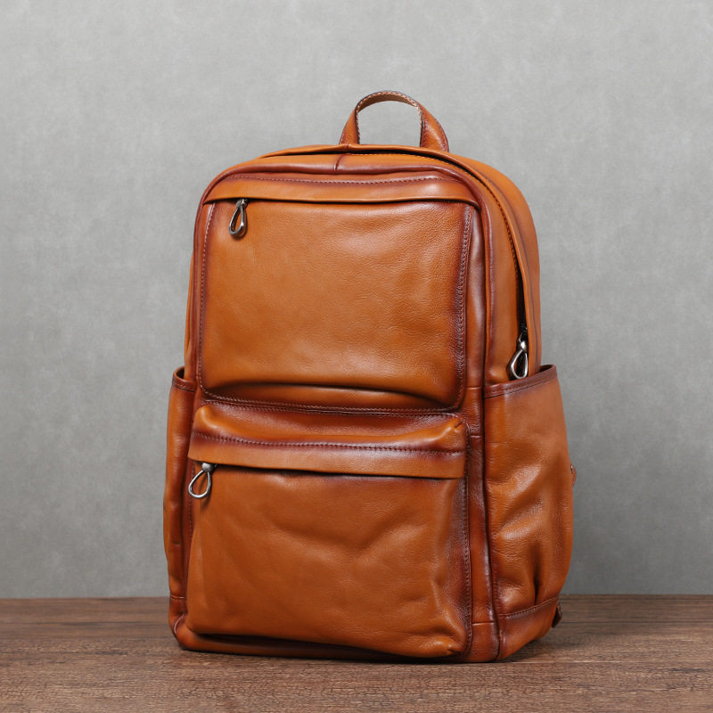 Ba lô nam da bò cổ điển dung tích lớn 36–55L, ngăn đựng laptop 15.6 inch, 30×17×43 cm — Màu cà phê, Màu nâu, đen