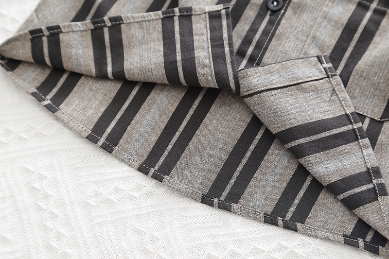 Camisa Infantil a Rayas Verticales con Cuello, Chaqueta Retro Unisex, Cárdigan, Primavera y Otoño, Estilo Coreano, Top Moderno 2025