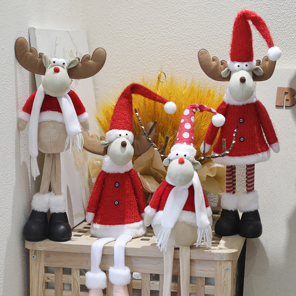 Transfronterizo luminoso Rudolf adornos de Navidad estilo europeo simple muñeca de tela Santa Claus/muñeco de nieve