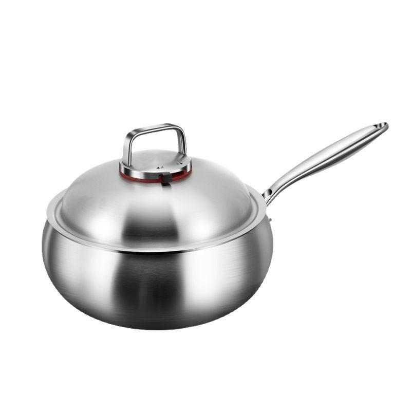 Clang 316 Wok de acero inoxidable para el hogar, profundización, sin recubrimiento, sartén antiadherente, cocina de inducción, sartén especial para panza grande, pequeña