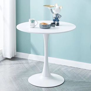 Small Round Table Reception Negotiation Table Fashionable Home Balcony Bedroom Simple Tulip White Table Milk Tea Shop Dining Table Ins