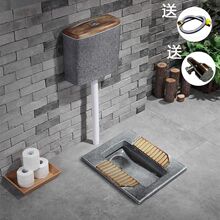厕所新款复古陶瓷蹲便器水箱一整套家用卫生间灰色蹲厕防臭蹲坑