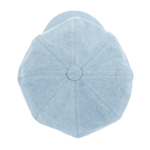 Hats autumn new denim octagonal hat couple women's versatile Korean style fashionable loose travel octagonal hat