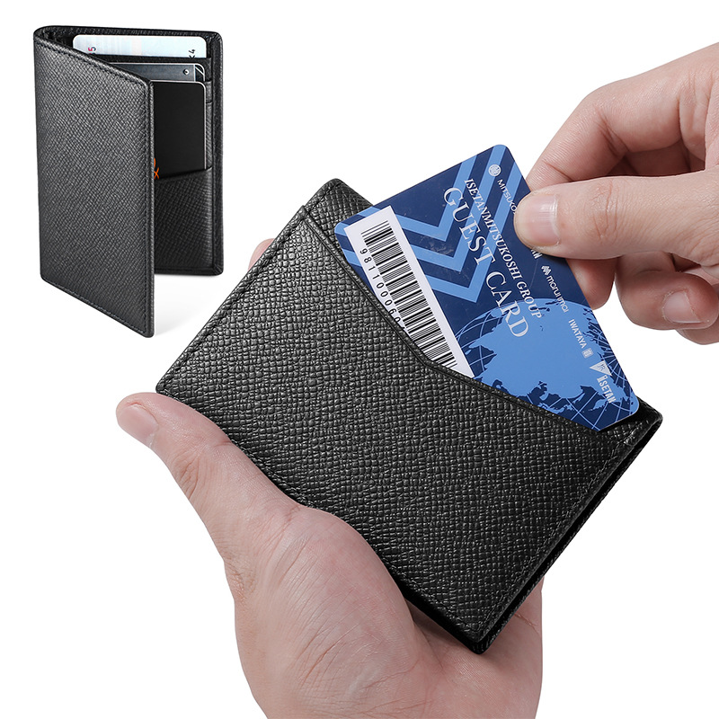 고급 1층 소가죽 자기장 방지 포켓 지갑, 멀티 카드 슬롯 RFID 도난 방지 카드 홀더, 남성용 및 여성용 정품 가죽 카드 홀더