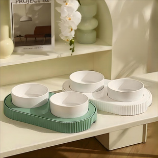 Heating Cat Bowl Constant Temperature Ceramic Double Bowl Cat Pot Dog Bowl Dog Pot Cat Rice Bowl Water Bowl Drinking Water Integrated Pet Bowl