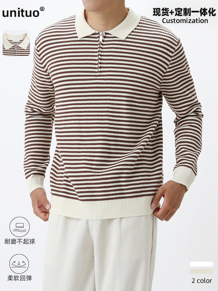 Uniqlo marca de lujo transfronterizo ligero de lujo Polo camisa de punto con cuello americano suéter Polo camisa hombre
