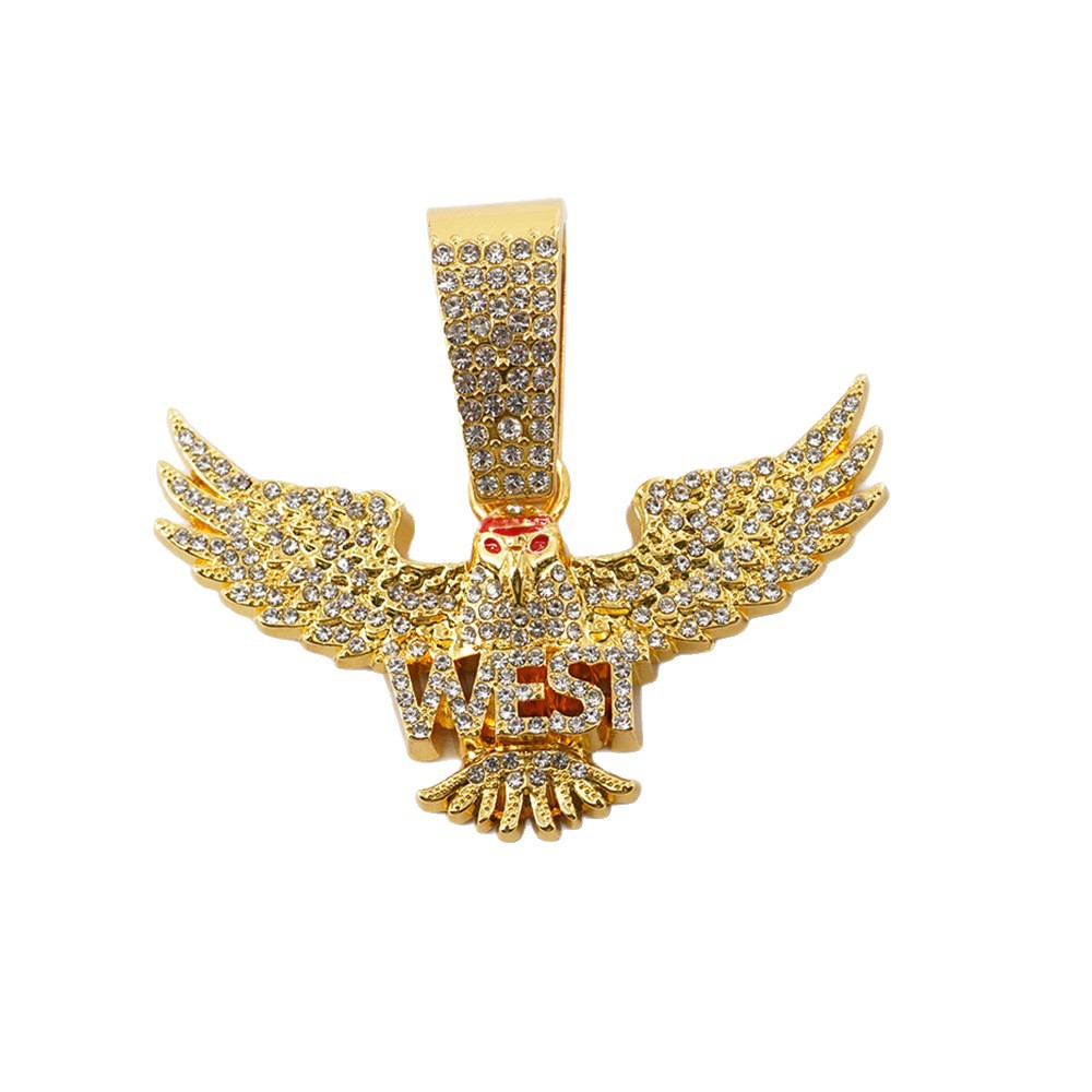 Juego de collar de 5mm de búho volador con diamantes dominantes de hip-hop para hombre, joyería de moda de diamantes completos tridimensionales de aleación
