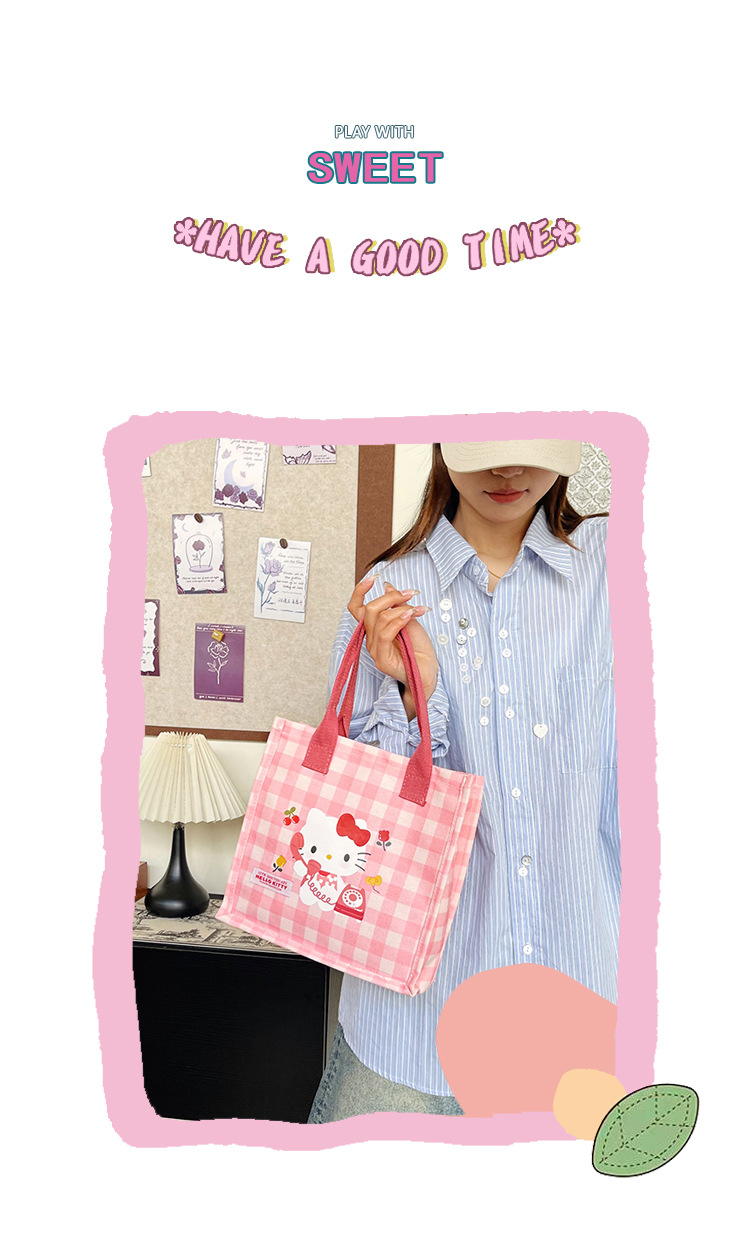 Cute cartoon cat canvas bag 2025 new style large-capacity simple and convenient tote bag with fashionable printing details Picture