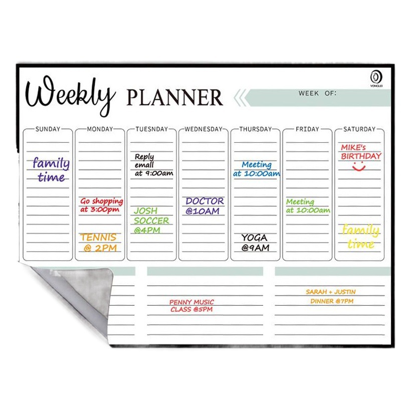 En stock pizarra pegatinas de calendario borrables traje semanal y mensual horario personalizado extraíble magnético tablero de mensajes pegatinas refrigerador