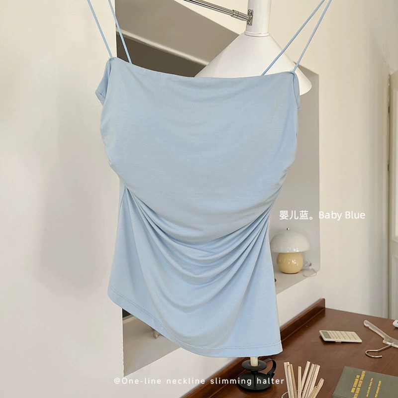 Summer Tank Top, Ruched Camisole with Cups, Fitted Lifting Effect