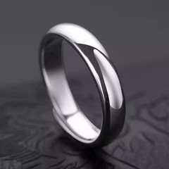 s999足銀光面素圈戒指男ins潮個性痞帥冷淡風簡約高級感指環男士