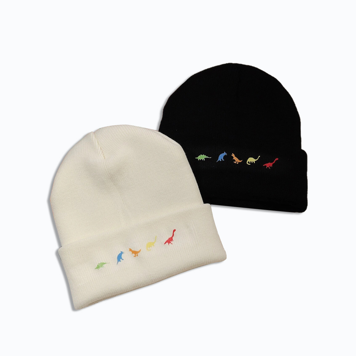 Dinosaur Pattern Autumn And Winter Fashion Cold-proof Woolen Hat Korean Version Trend Personality Five Dinosaur Knitted Hat