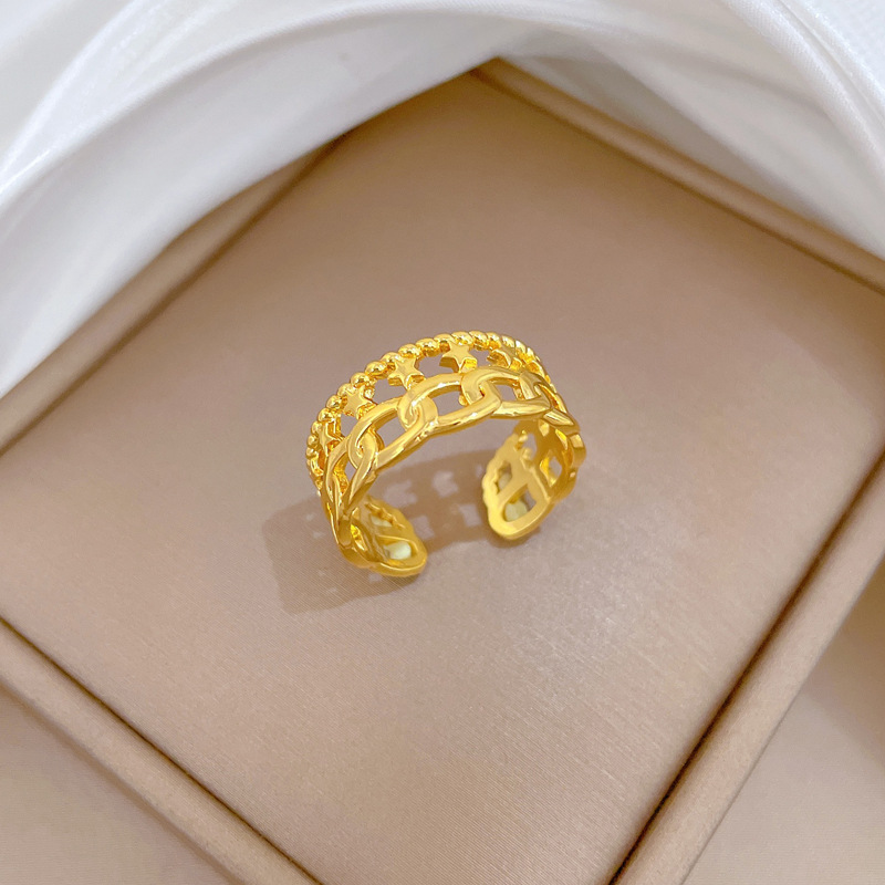 Anello minimalista con catena, regolabile, gioiello semplice, anello giapponese, anello di coppia_voghion.com