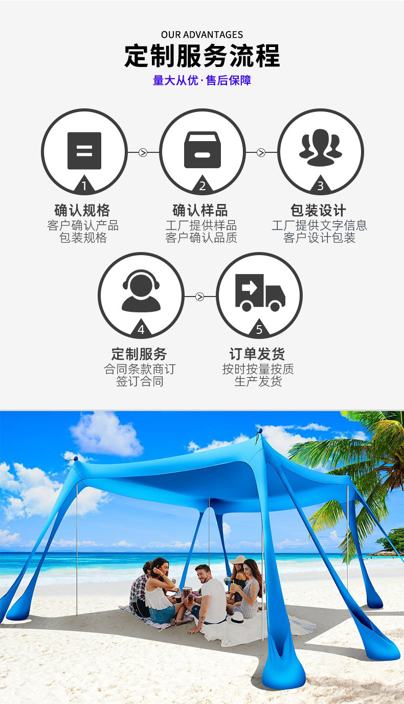Cross-border Lycra canopy outdoor camping portable octagonal beach dome tent UV-resistant integrated sunshade fabric