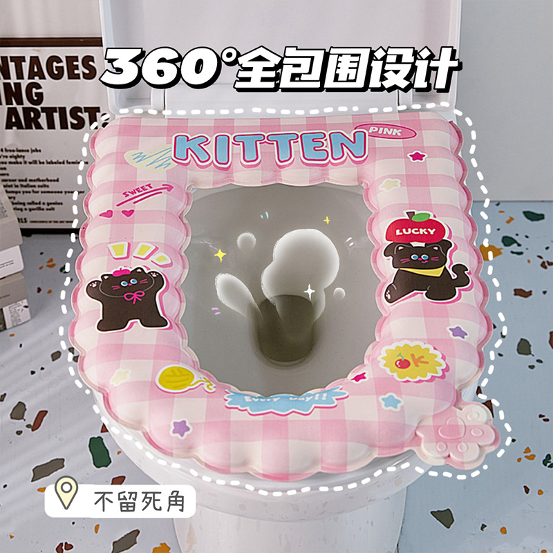 Hermosa almohadilla de inodoro impermeable cuatro estaciones Eva suave y gruesa almohadilla de inodoro de la niña corazón no lavable pegatinas de inodoro doméstico