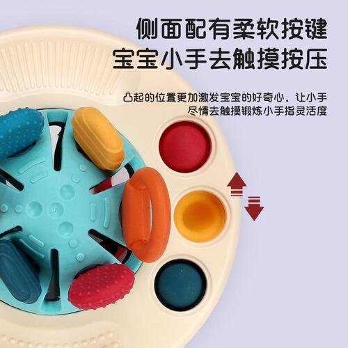 Cross-border Amazon silicone finger pull toys for babies, fun pull toys for sensory development, early education flying saucer toys