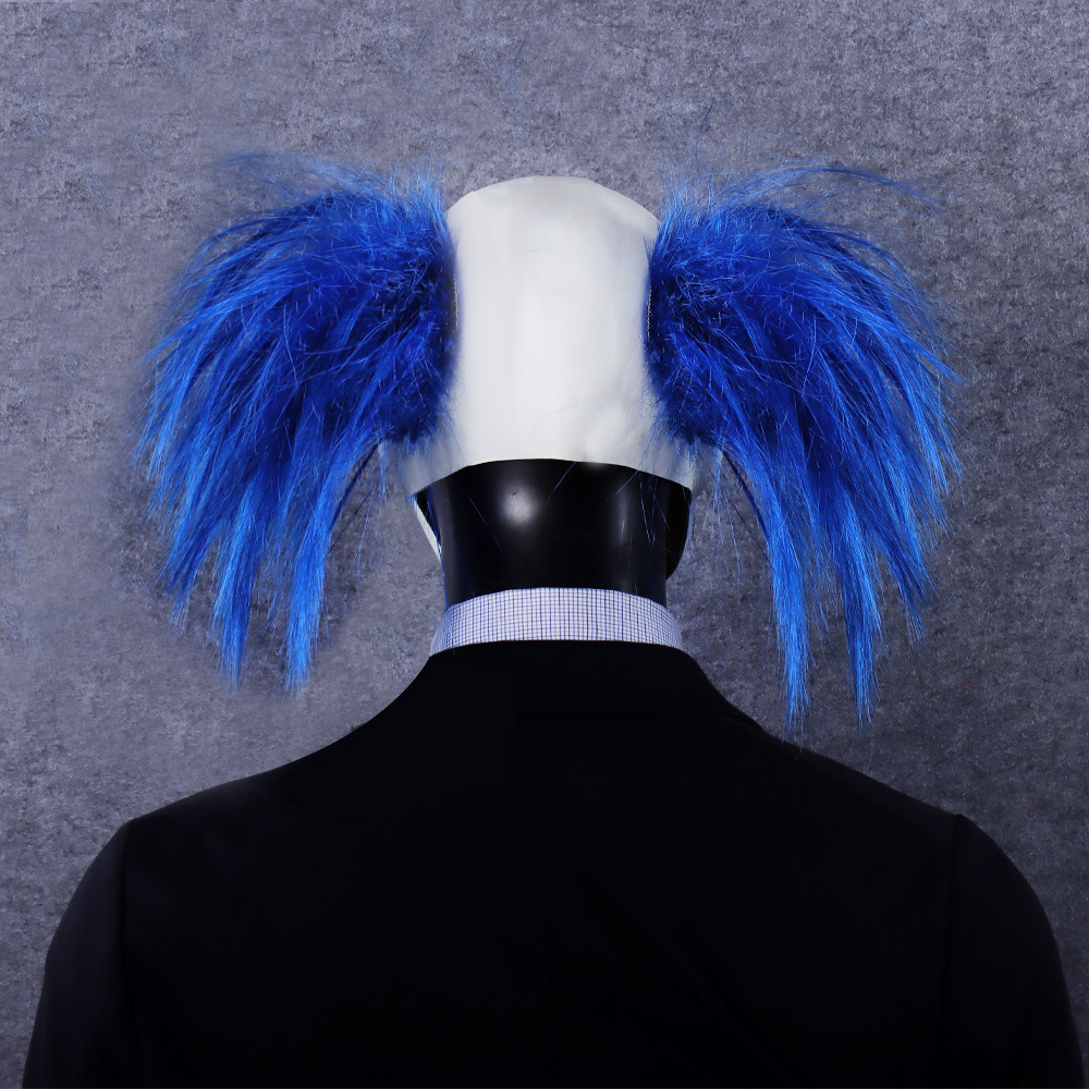 Máscara de payaso de terror transfronterizo cabello azul látex accesorios de decoración Halloween