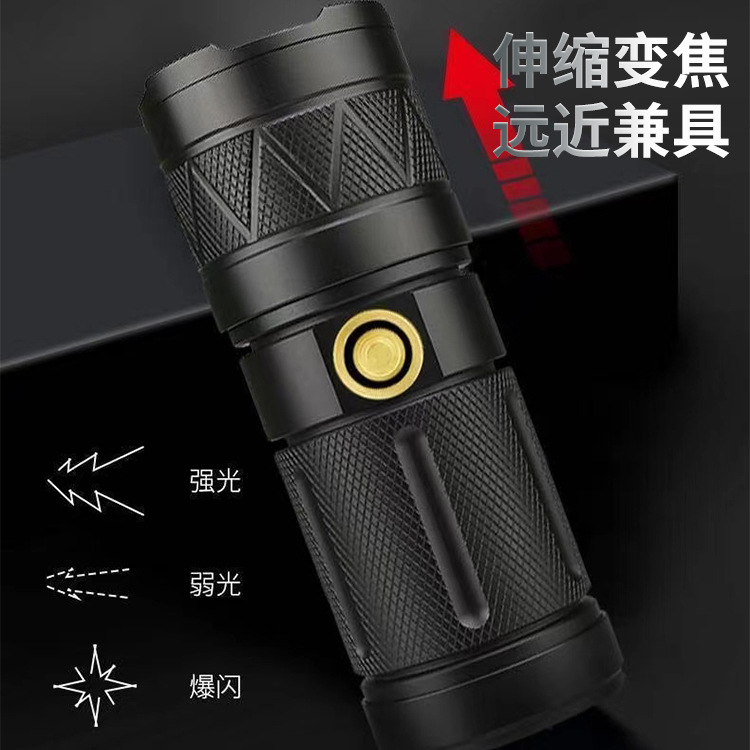 Linterna de luz fuerte de carga súper brillante al aire libre de largo alcance portátil multifuncional láser blanco linterna LED lámpara de iluminación de trabajo