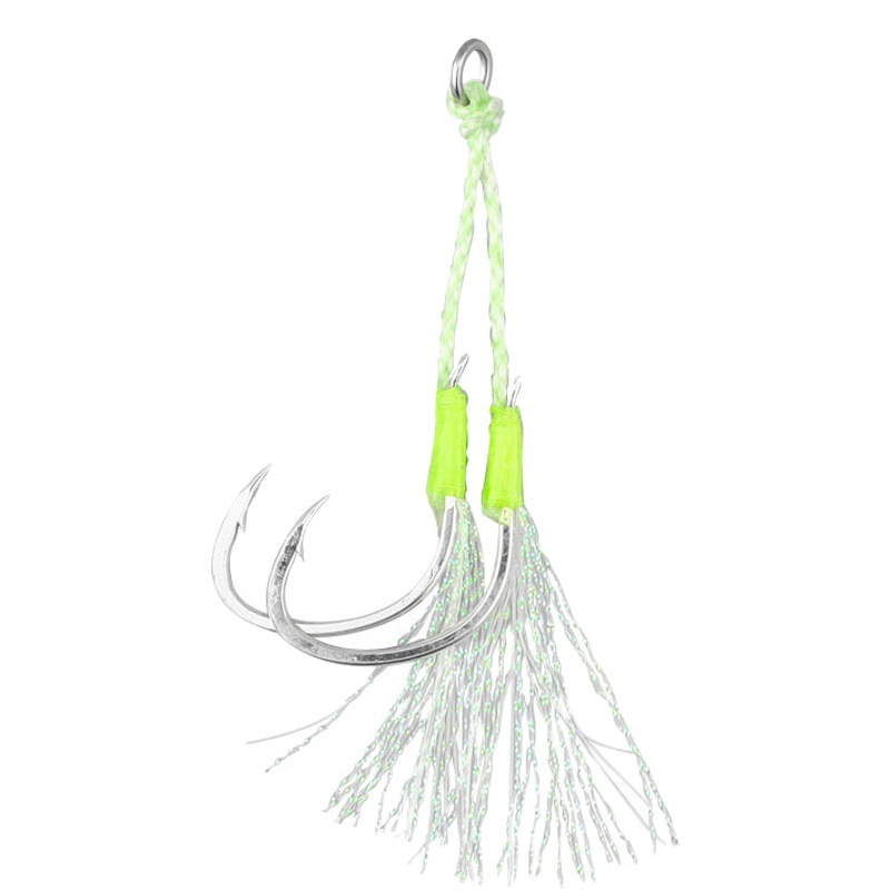 Sea Fishing Iron Plate Hook Luya Steel Wire Single and Double Hook Night Light Silk Spanish Mackerel Hook Fast Pumping Slow Shaking Sea Fishing Huge