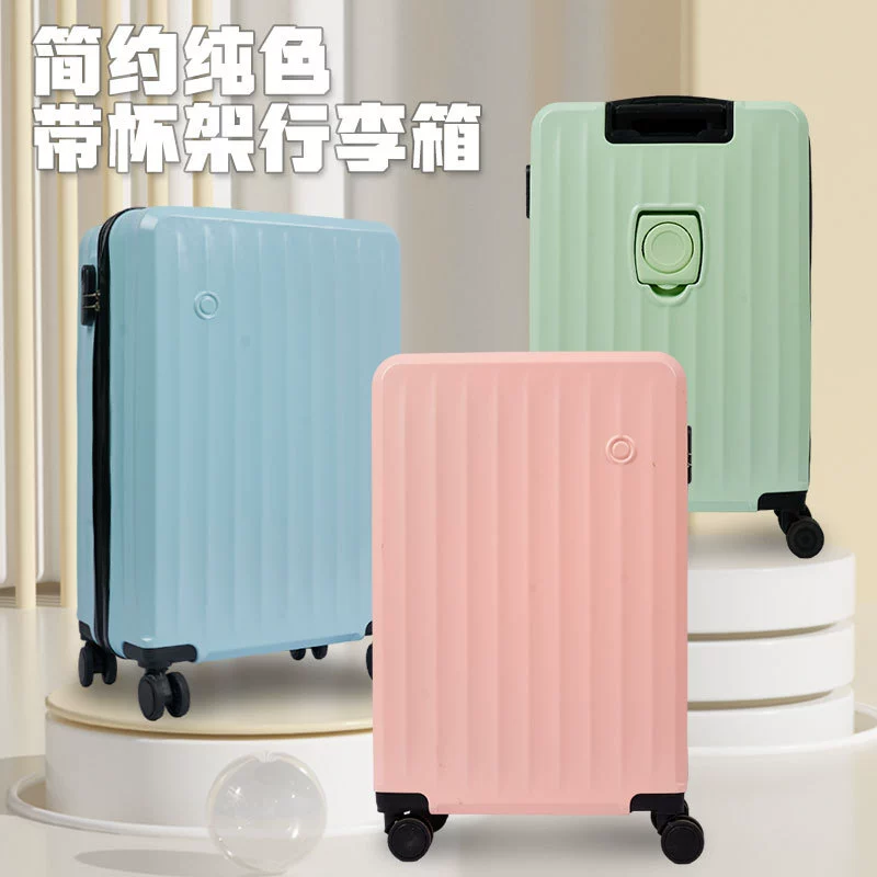 Capacious suitcase for adults, measuring cup, glass holder