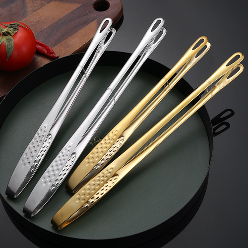 Stainless steel extended Korean strawberry clip golden buffet food clip home barbecue barbecue steak clip