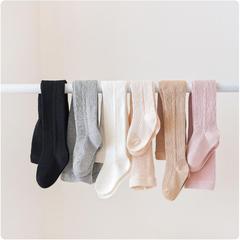 女童連褲襪春秋新款清新日系純色麻花紋兒童襪女孩簡約打底褲襪潮