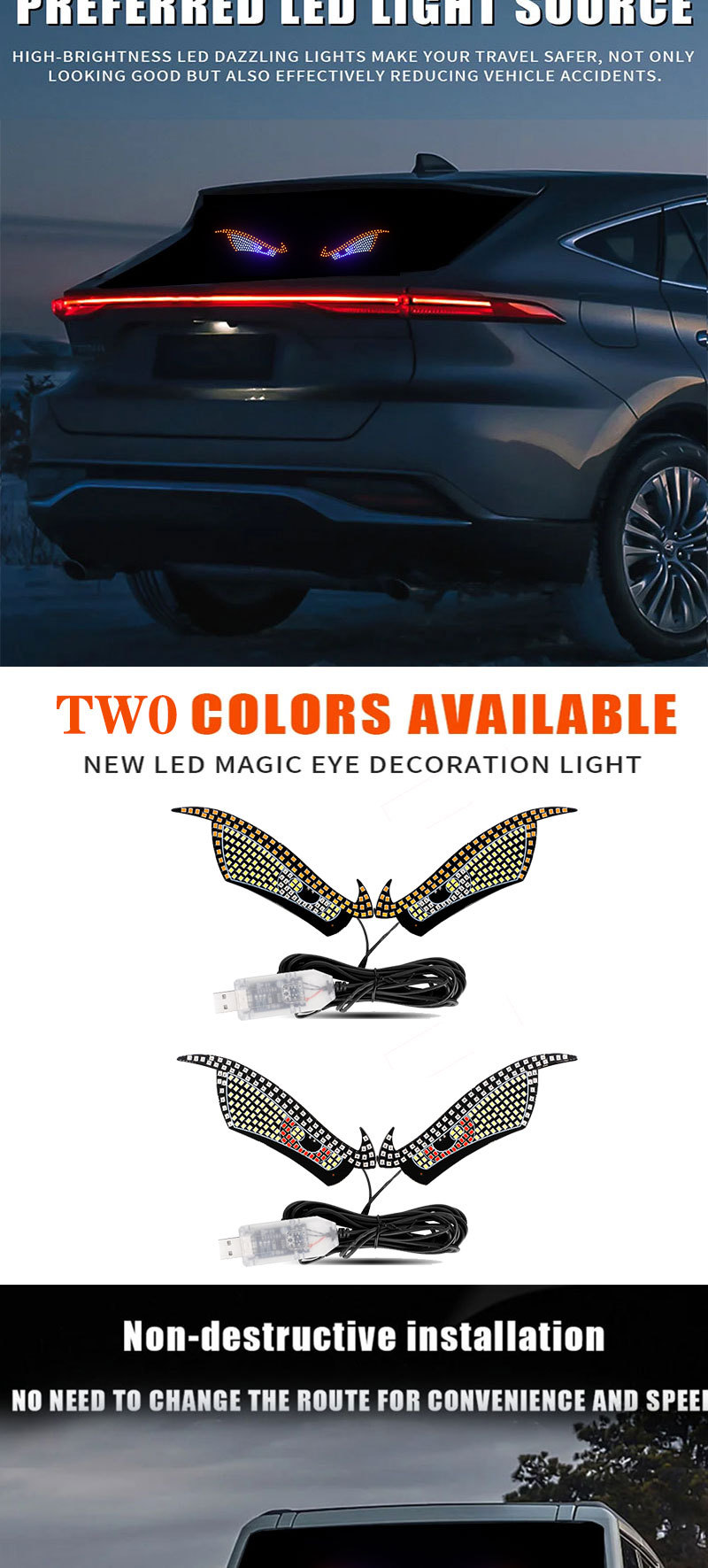 New product demon eye car LED decorative lamp modified kazilan big eye lamp personality decoration 11 modes USB
